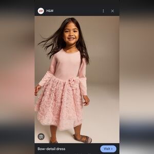 H&M Pink Bow-Detail Kids Girls Dress (Size 6X/7)